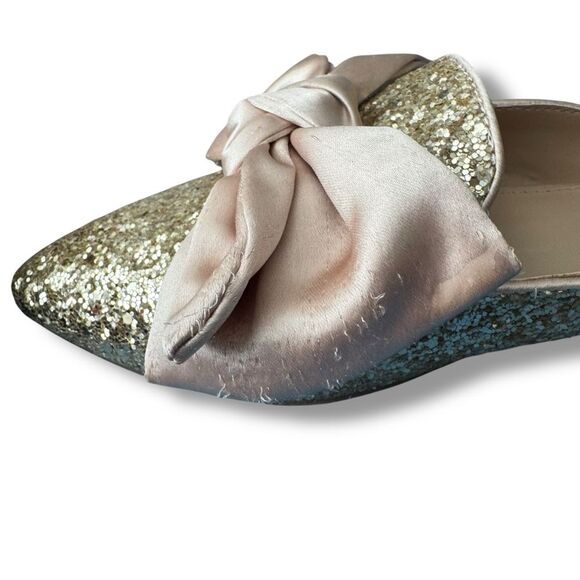 Crown & Ivy Elise Bow Glitter Mules Slip On Flats Size 6 - Picture 10 of 11